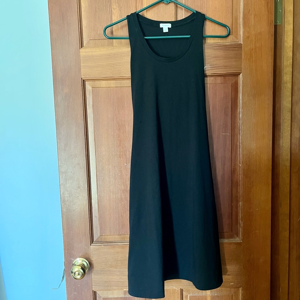NEW Cuyana Black Drape-Back Knee-length Dress